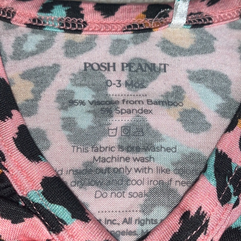 NWT Posh Peanut Roxy Tie Front Ruffled Kimono Set PINK LEOPARD 0-3M - Picture 6 of 11